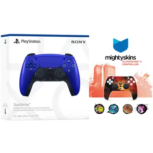 Sony PlayStation 5 DualSense Wireless Controller with MightySkins Custom Decal Skin Voucher - Cobalt Blue