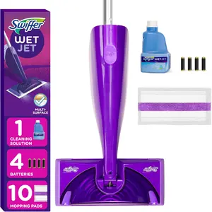 All-In-One Mopping Cleaner Starter Kit, Includes: 1 WetJet, 10 Pads, 1 Cleaning Solution & 4 Batteries