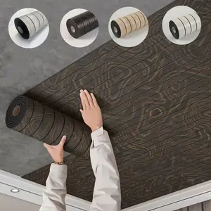 3D Black Wood-Grain Self-Adhesive Wallpaper - 15.75x118.11 in, 3D Embossing, Advanced Tech, Soundproof, Removable, Washable, Waterproof, Moisture-Resistant Single Roll for Yacht, Kitchen DIY Projects