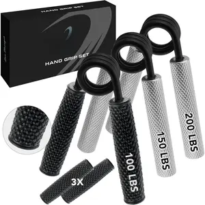 Metal Hand Grip Set, 100LB-200LB 3 Pack 50LB-200LB 4 Pack No Slip Heavy-Duty Grip Strengthener with  Box,  Wrist & Forearm Hand Exerciser, Home Gym, Hand Gripper Grip Strength Trainer