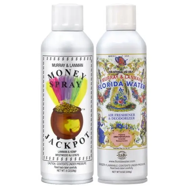 Lanman & Kemp Florida Water & Money Jackpot Bundle 8oz Aerosol Canister Sprays - Light, Fresh and Clean Aroma Room Refreshing Air Freshener, Deodorizer for Home Fragrance Care Supplies