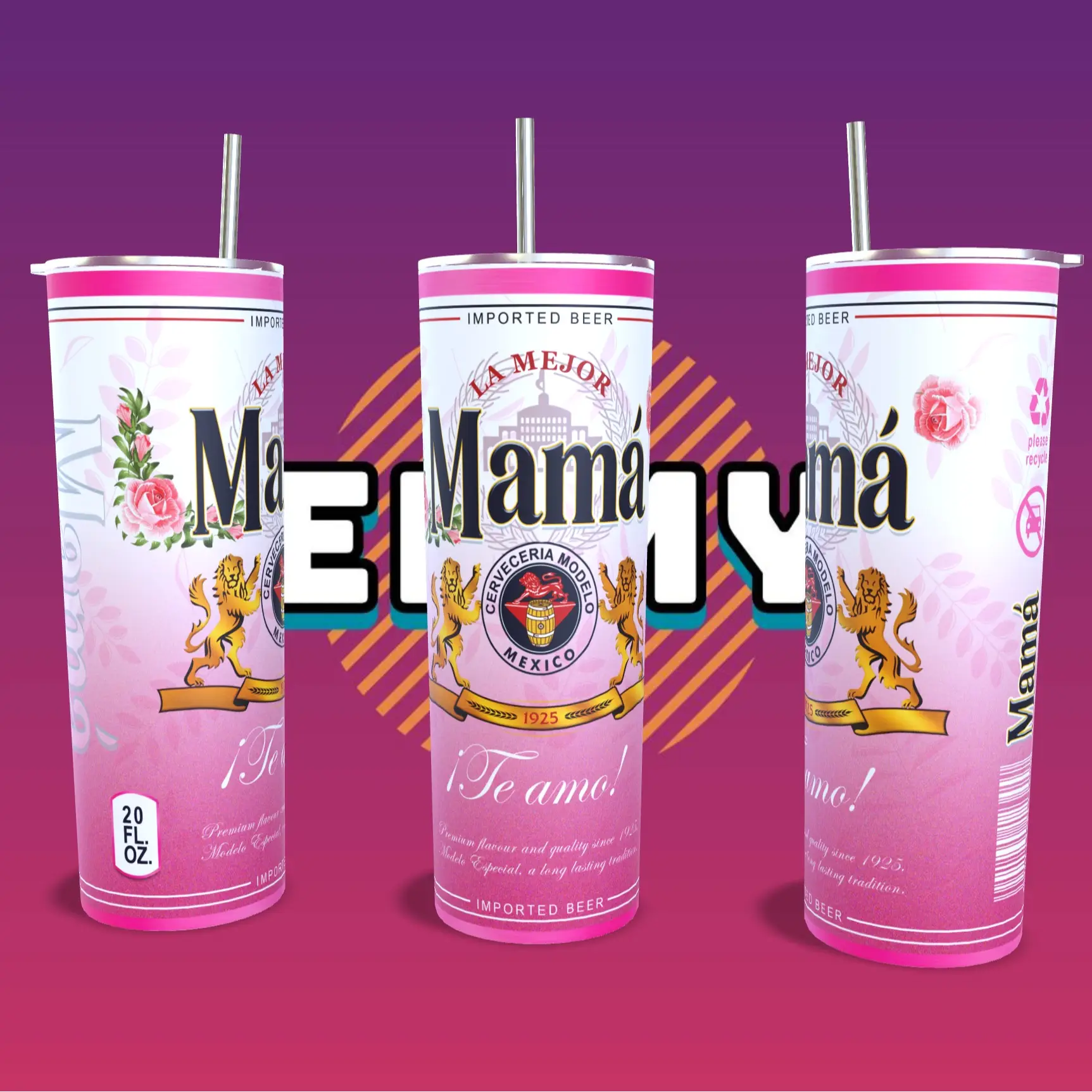 20oz Tumbler The Best Mom Modelo/ La Mejor Mama Modelo.