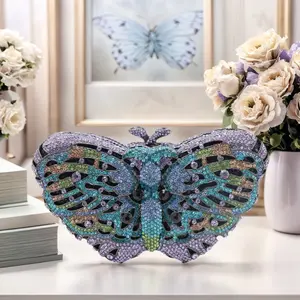 Women Butterfly Rhinestone Evening Bag Luxury Crystal Clutch Wedding Party Cocktail Handbag Purse