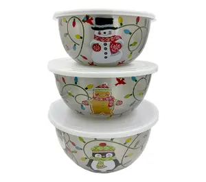 Temp-tations Seasonal Set of 3 Stainless Steel Bowls w/ Decals