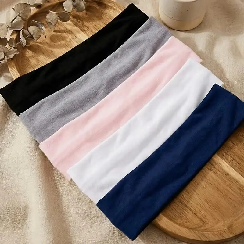 Set of 5 Women's Non-Slip Hair Bands, Fashionable Sports Hairbands, Soft Fabric Elastic Design, Ideal for Yoga and Running, Adjustable Hairbands, Sport Headbands