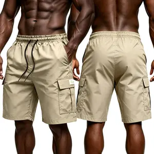 TOOTD Premium — Men’s cargo shorts, stretch drawstring waist running shorts; solid basic style for everyday home wear.
