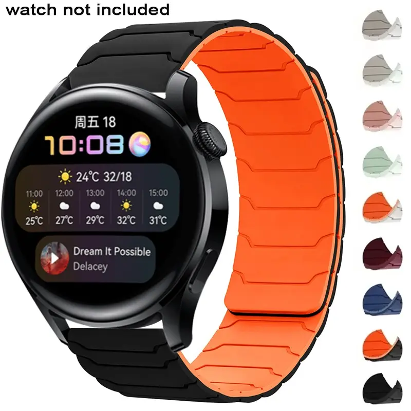 Silicone Durable Magnetic Loop Watch Band (Band Only), 20mm 22mm 18mm Smart Watch Band, Wearable Accessories Compatible with Samsung Galaxy Watch 5/6/7 Active 2 Amazfit Bracelet Huawei Watch GT 2e 3 Band, Smart Watch Straps, Smartwatch Accessories