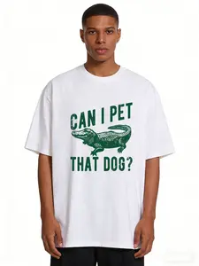 Funny Can I Pet That Dog T-Shirt | Sarcastic Alligator Crocodile White  | Edgy Relatable Viral Meme Humor Top | Unique Animal Lover Statement Shirt | Streetwear Unisex Casual  | Premium Soft Cotton Top | Bold Vibe is shri 100th day of school floral tee
