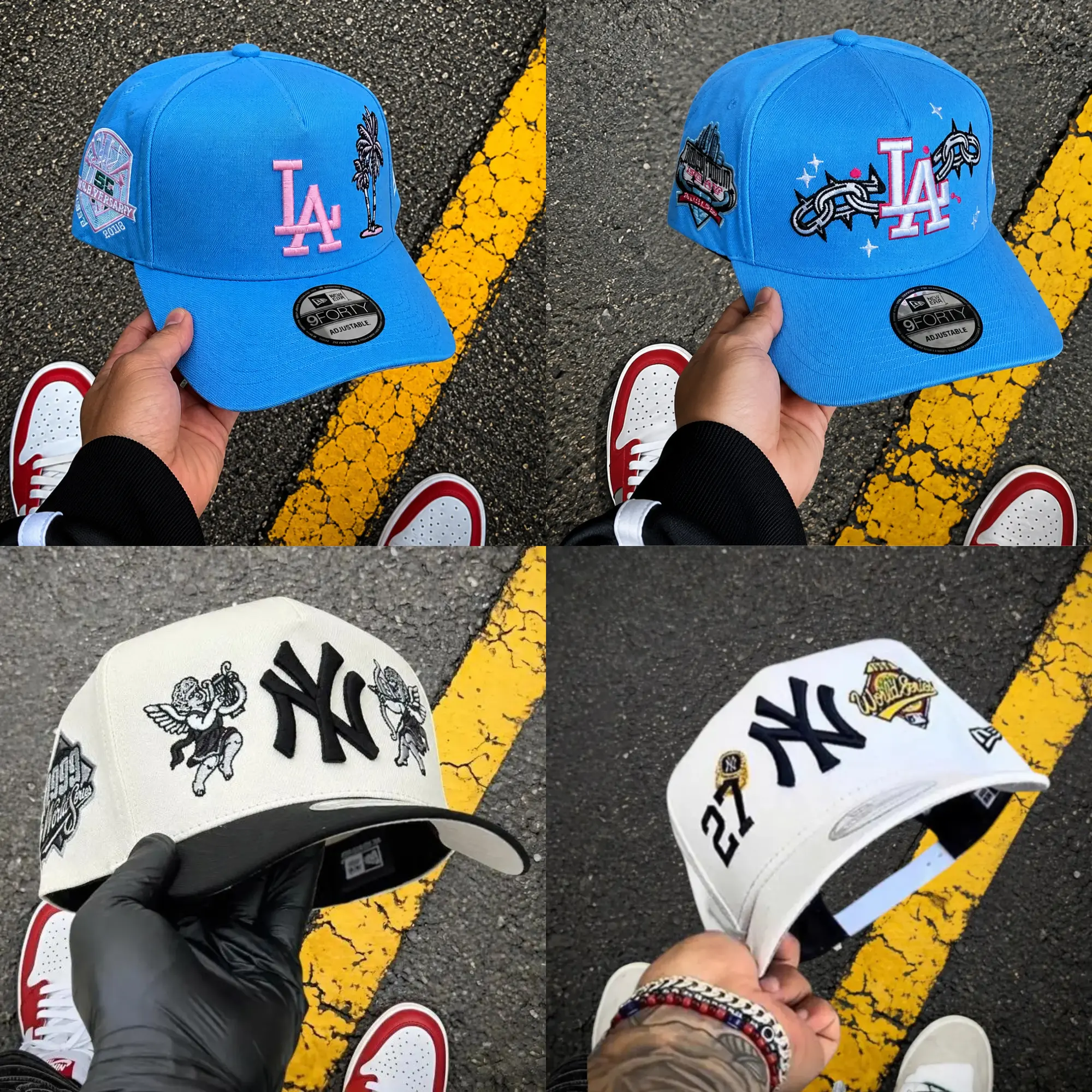 New Era MLB 9FORTY Snapback Cap LA Dodgers Anniversary Patch, Unisex Classic Sport Streetwear Adjustable Collectible Sports HeadwearCAP FOR WOMEN AND MEN