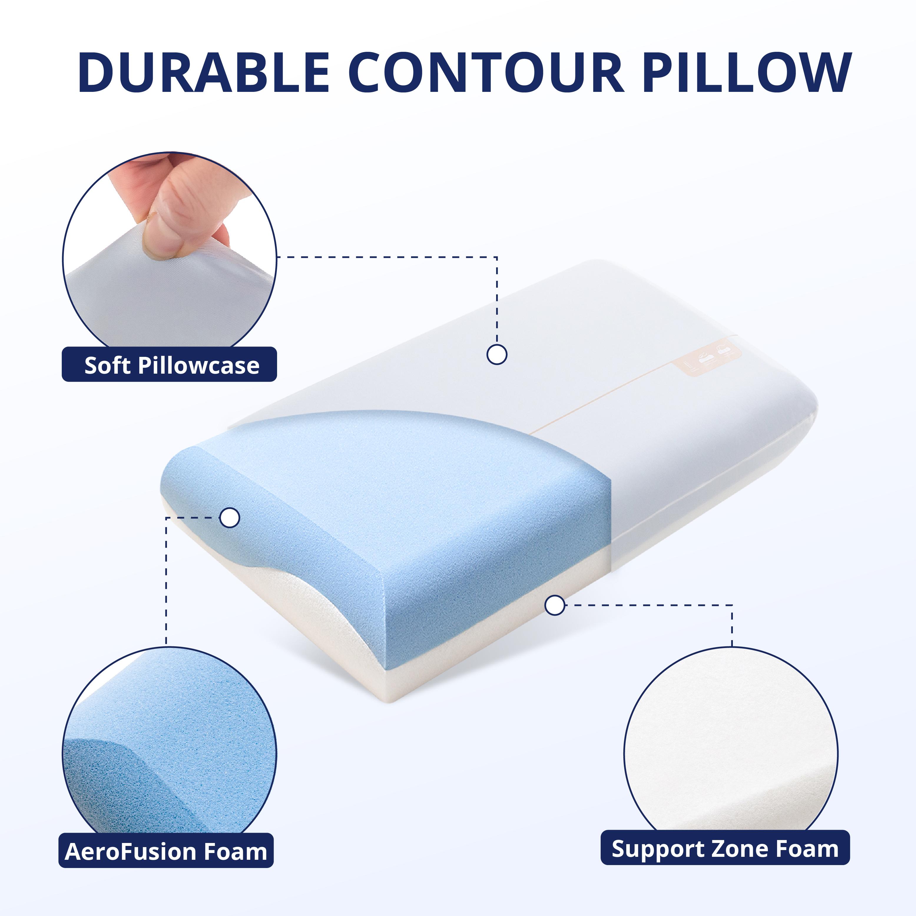 EGOHOME Memory Foam Pillow 26x16 Inches Double-Core Patent Design Wash Free Relaxation Rejuvenated for Side, Stomach & Back Sleepers