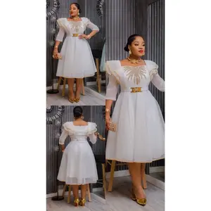 White Rhinestone-Embellished Twirl Skater Midi Dress: Birthday Party Outfit Wedding Guest Attire Graduation  Cocktail Dinner