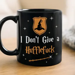 Gifted Boom – Funny Wizard House 11oz Ceramic Mug  – I Don’t Give Ravencrap, Hufflefck, Gryffindmn, Slythersht – Sarcastic Fan Gifts for Magical Rebels
