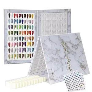 160 Nail Color Display Book with 240 Nail Tips & 1-200 Number Labels, Professional Color Swatches Book Gel Polish Colors Card Board for Nails Salons, DIY at Home