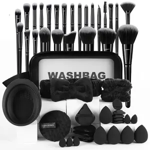 54 Piece Ideal Makeup Tool Set, Includes Makeup Brushes, Sponges, Puffs, Hair Bands, Cleaning Bowls, Wash Bag, Daily Beauty and Clean Use