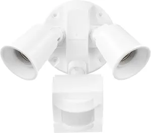 17000269 110-Degree 240 W Twin Head White Hardwired Motion Sensor Security Flood Light, Spotlight, Outdoor, Outside House Lights