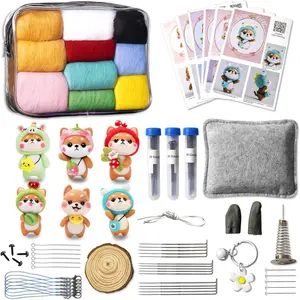 Needle Felting Kit for Beginners & Adults – 6 Piece of Shiba Inu Plush Dolls DIY with Instruction, Material Tools: Wool, Needles, Felting Pad, Arts & Craft Set for Handicraft Beginners
