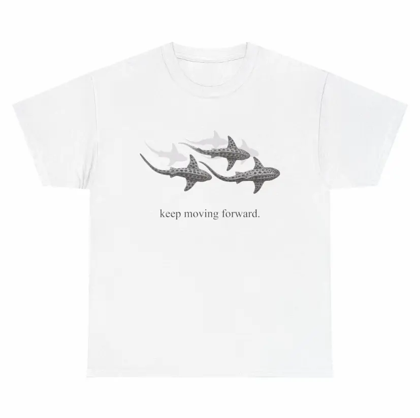 Men's Short-Sleeve Graphic Sports Top, Simple Sharks Keep Moving T-Shirt for Joggers, Cargo-Inspired Comfort, Print
