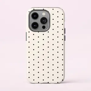 Charming Polka Dot Phone Case, Black & White Cute Protective Phone Cover