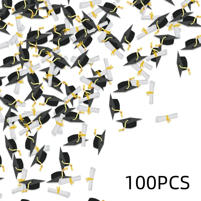 Graduation Season Paper Confetti 100pcs, Graduation Hat Desktop Decoration, Party Supplies, Graduation Party Decorations, Paper Glitter, Perfect for Celebrations