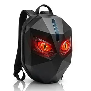 Motorcycle Helmet Backpack, Expandable Hard Shell LED Backpack with Programmable Screen, Water-Resistant Riding Bag & Laptop Daypack for Men, App Controlled DIY Display for Night Safety