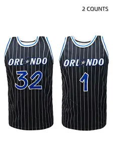 Men's #32 Orlando Basketball Jersey, Vintage Embroidered Breathable Mesh Sleeveless Basketball Shirt, Unisex Retro Striped Sports Jersey for Daily Wear & Fans Outfit