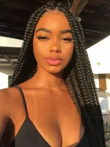 40 Inch Long Box Braids Lace Wigs for Women, Gorgeous Fluffy Wigs with Baby Hair Bangs, Synthetic Braided Full Lace Wigs for Party, Daily Use