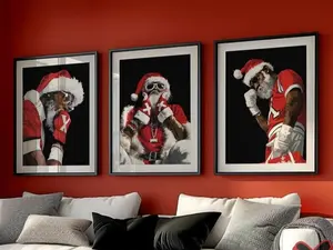 Hypebeast Black Santa Prints, Set of 3 Wall Art, Printable Christmas Posters, Cool African American Man Art, Christmas Gift Digital prints Room Decor