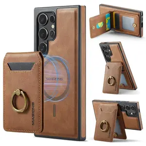 WWH 2-in-1 Detachable Magnetic Wallet with Card Holder Phone Case for Samsung Galaxy S25 Edge S24 Plus S23 Ultra  Ring Leather Cover