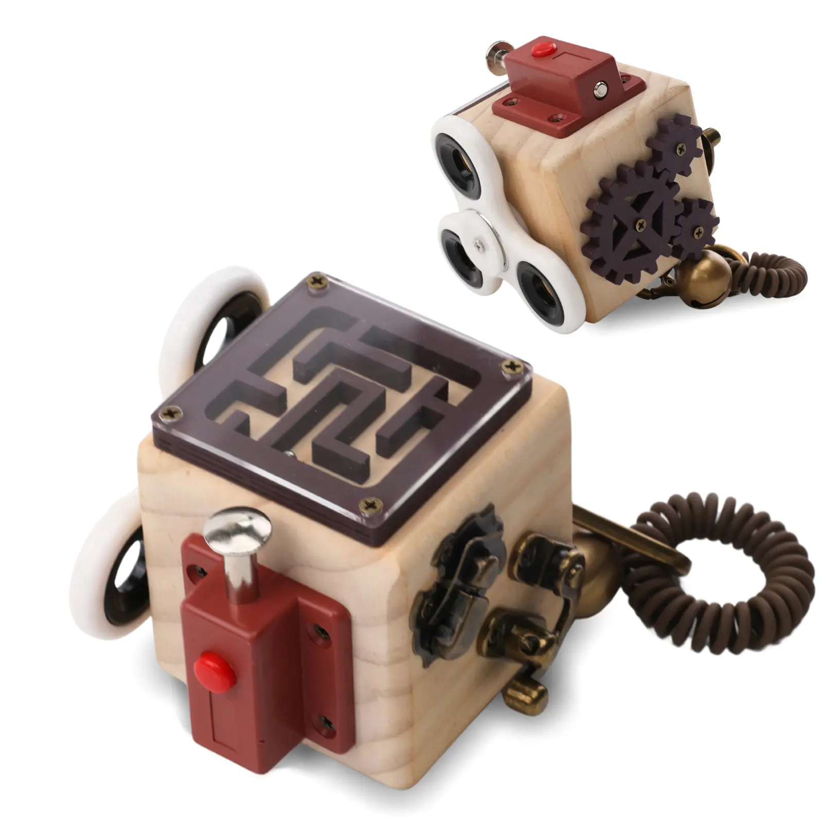 Busy Cube for Seniors, Wooden Dementia Fidget Toy, Sensory Activity Gift 8-in-1 wooden sensory cube for seniors and memory care, designed to keep hands gently engaged through tactile play.
