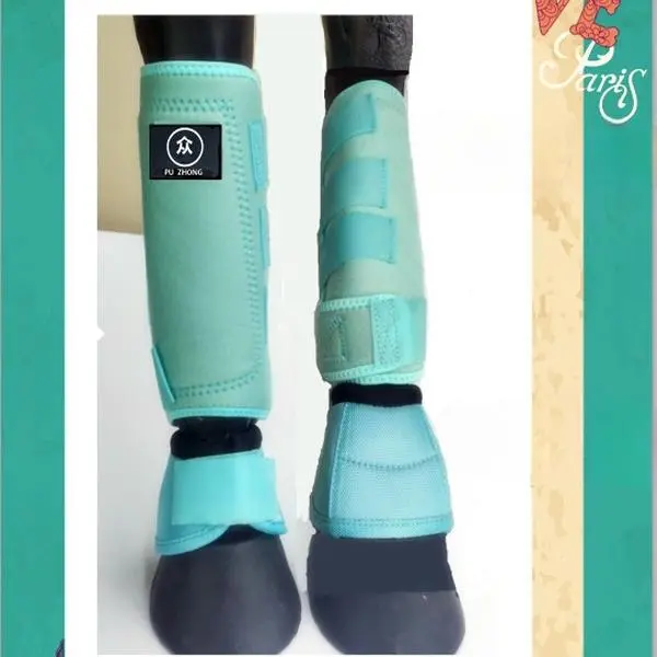 Equestrian Horse Hoof Guard Chaps - Thick Oxford Cloth, Wear-Resistant, Non-Slip, Anti-Rotation, Jumping Obstacle & Tendon Protection Supplies (Green)