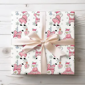 Funny Santa Wrapping Paper, Funny Christmas Wrapping Paper, Dancing Santa Christmas Gift Wrap, Twerking Santa Wrapping, Retro Santa Wrapping