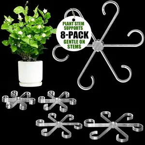 8 Pack Upgraded  Stem Support, Clear  Support for Indoor , Monstera  Support,   Stabilizer, 4 Sizes Included  Accessories