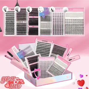 Individual False Eyelashes with Eyelash Glue & Lash Remover & Tweezers & Brush, 1 Set Natural Look Eyelash Extensions, Self Grafting Eyelash Clusters, Eyelashes Extensions, Diy Eyelashes Kit