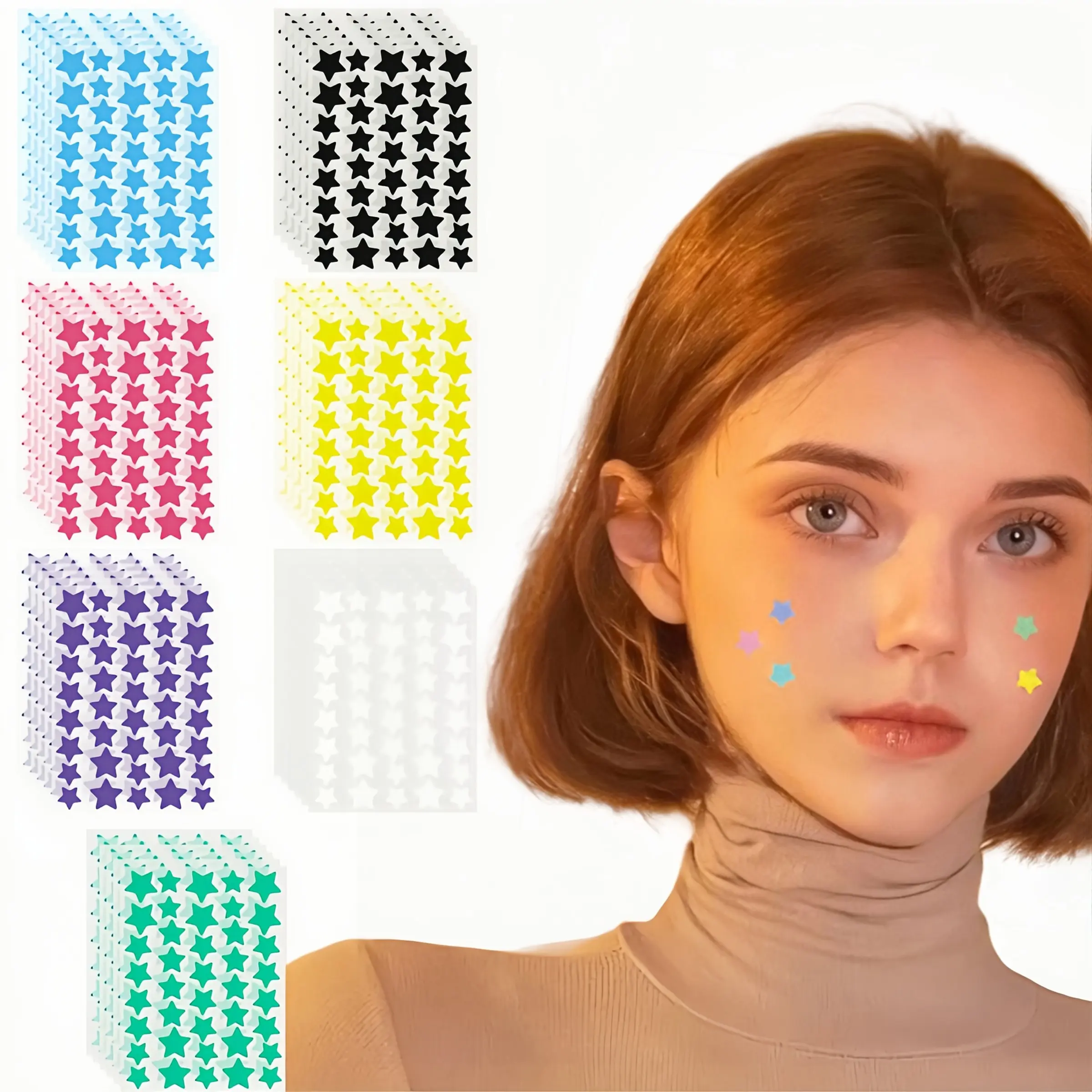 280/1400pcs 7 Color Acne Patches, Multi-Color Blemish Cover Stickers, Cute Star-Shaped Acne Patch, Thin Breathable Lightweight Skin Care, Daily Skincare & Party Makeup