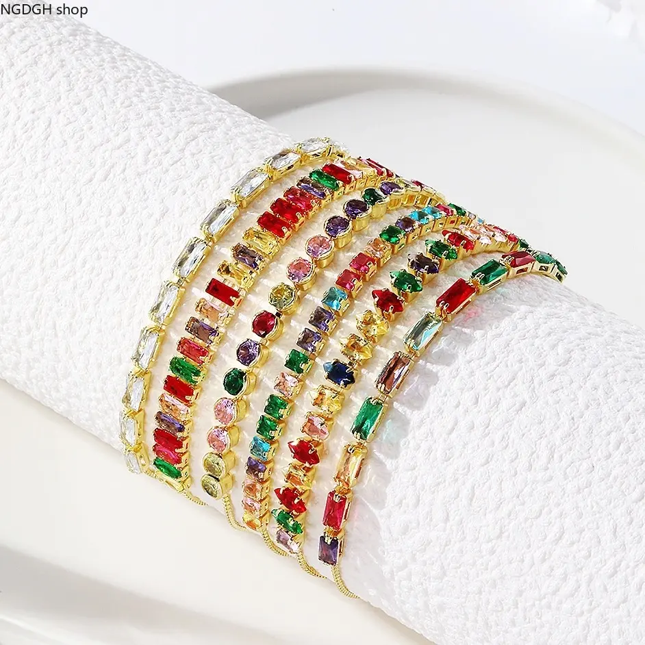 Women's Rainbow Snake Bracelet - Gold-Tone Multi-Color Rectangle Gemstone Serpent Chain Bracelet, Bold Statement Jewelry for Summer Festival, Sports & Outdoor Event Layering Looks, Bracelets