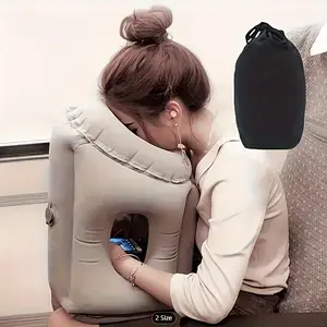 Inflatable Travel Pillow--A portable head and neck support pillow suitable for use on airplanes, cars, buses, trains, for office naps, and for camping.Ergonomically designed, compact and lightweight, soft and comfortable, providing an ultimate experience