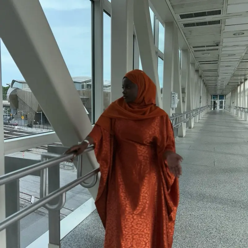Orange Cheetah Abaya Muslim Dress for Women - Traditional Style Fashion Wear