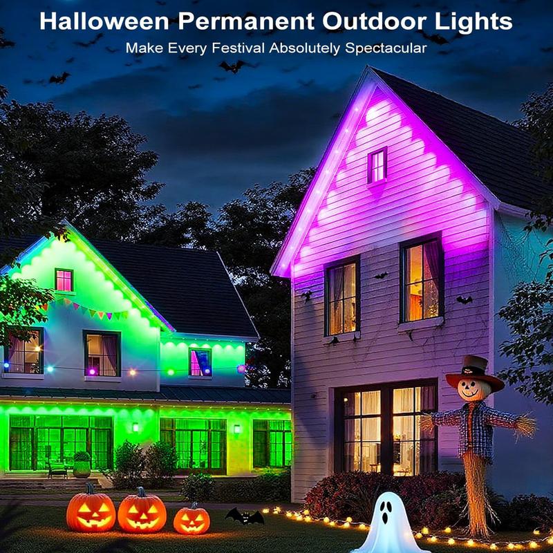 Permanent Outdoor Lights for House,RGB Eaves Lights with App & Remote Control, Outdoor String LED IP67 Waterproof for Christmas,  New Year, Holidays Roof Eaves House Garden Decor