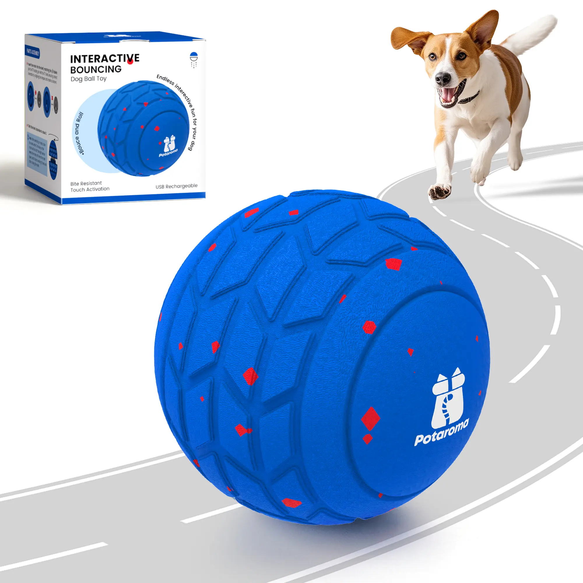 Potaroma Dog Toy Ball, Motion Activated 3 Mode Automatic Bouncing Ball Toys Durable E-TPU Material for Medium/Large Dogs, USB Rechargeable 3.2 Inches #SummerVibes #petlovers