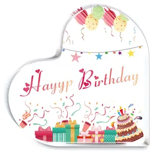 Colorful Bohemian Style Crystal Heart Shaped Birthday Decoration, 2D Flat Desktop Display for Home Decoration and Gift Giving