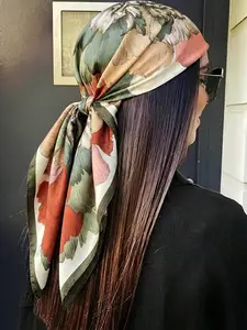Women's Satin Printed Hijab Scarf, Soft Breathable Design, Perfect for Daily Wear & Stylish Headscarves