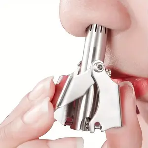 Eliminate Uncomfortable Nose Hair Removal with Wapealy Manual Stainless Steel Rotate Nose Clip!