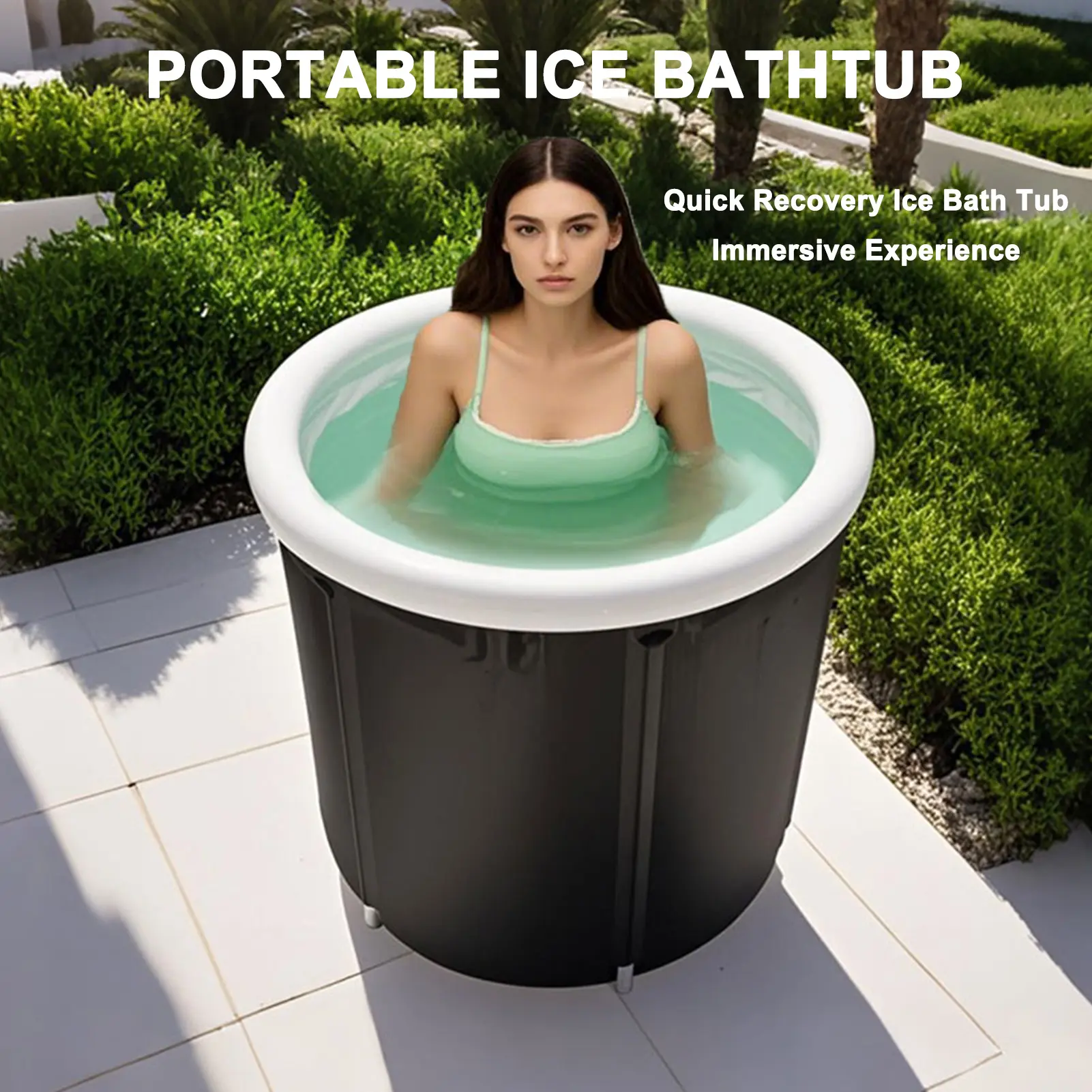 Portable Folding Thick Water Cold Plunge Nylon Fabric Spa Ice Barrel Bucket Bathtub Freestanding Home Ice Bath Tub