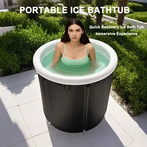 Portable Folding Thick Water Cold Plunge Nylon Fabric Spa Ice Barrel Bucket Bathtub Freestanding Home Ice Bath Tub