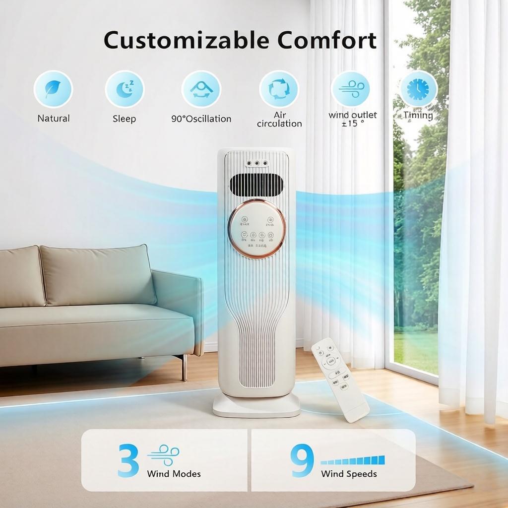 2-in-1 Bladeless Tower Fan & Space Heater – 3 Speeds, 2 Heat Settings, Remote Control, Ice/Water Cooling, Energy Efficient, Quiet Operation – All-Season Home Comfort Essential 2-in-1 Bladeless Tower Fan & Space Heater – 3 Speeds, 2 Heat Settings, Remote Control, Ice/Water Cooling, Energy Efficient, Quiet Operation – All-Season Home Comfort Essential