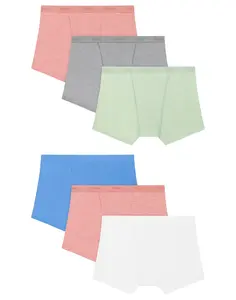 Hanes Originals SuperSoft Girls' Underwear Boxer Brief Pack, 6-Pack, Moisture Wicking