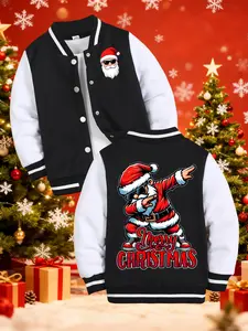 Cool Hip-Hop Santa Style Teen Boys Girls Baseball Jersey, Huntrix Kids Baseball Shirt, Christmas Halloween Clothing, Outdoor Sports Wear