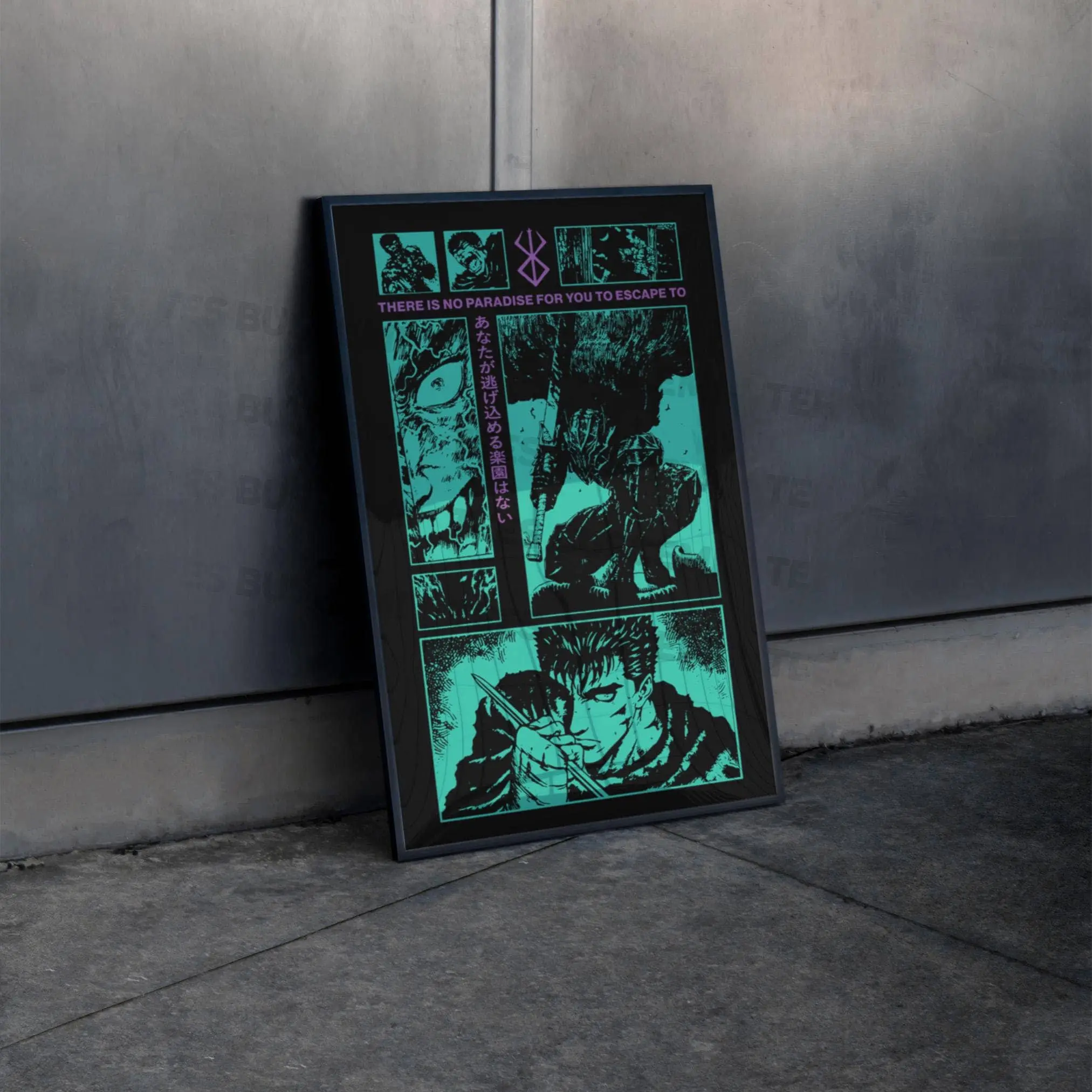 Grunge Anime Poster UNFRAMED , 90s Manga TV Series Graphic Wall Art Print, Go Berserk for This Awesome Anime Poster, Cool Cyberpunk Guts Decor