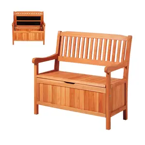 VEVOR Outdoor Storage Bench, Summervibes,Summervibes, 2-Person Wooden Storage Bench, 33 Gallons Deck Box with Side Handle, Supports up to 705 lbs, Outdoor Seating & Porch Decor, for Patio Garden Balcony Yard