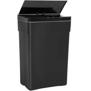 13 Gallon Trash Can Kitchen, Automatic Garbage Can Waste Bin, Contactless Bedroom Bathroom with Lid Large Capacity Trash Bin Home Office 50 Liters Household Items Indoor Black